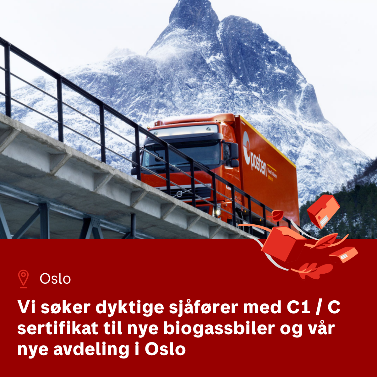 Vi søker dyktige sjåfører med C1 / C sertifikat til nye biogassbiler og